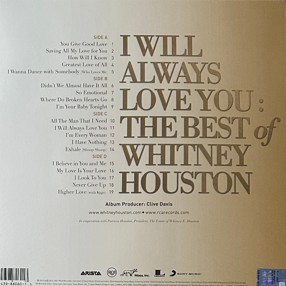 Whitney Houston - I Will Always Love You: The Best Of Whitney Houston 2LP (Европа 2021г.)