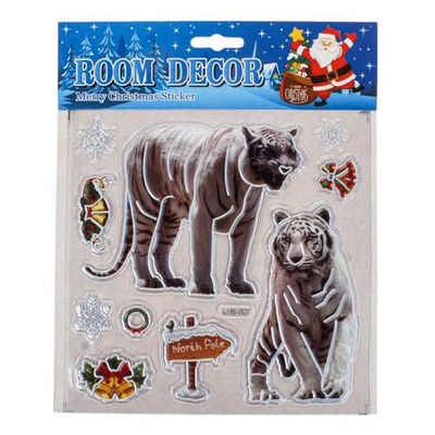 Наклейка новогодняя 18*22 см, 6 видов микс, пакет