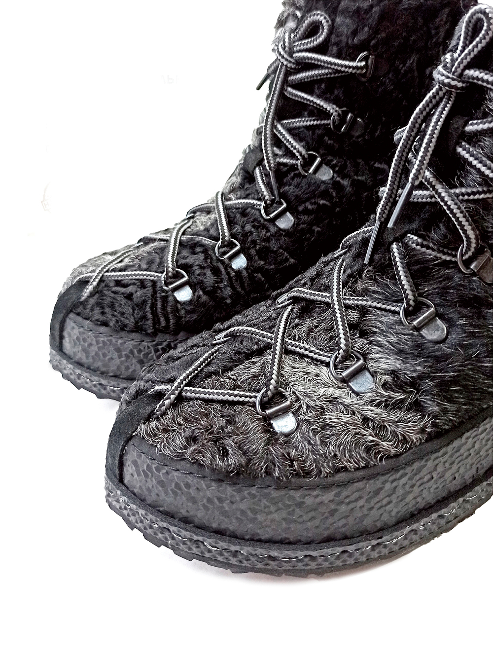 Ботинки из натурального каракуля "DOUBLE COLOR"