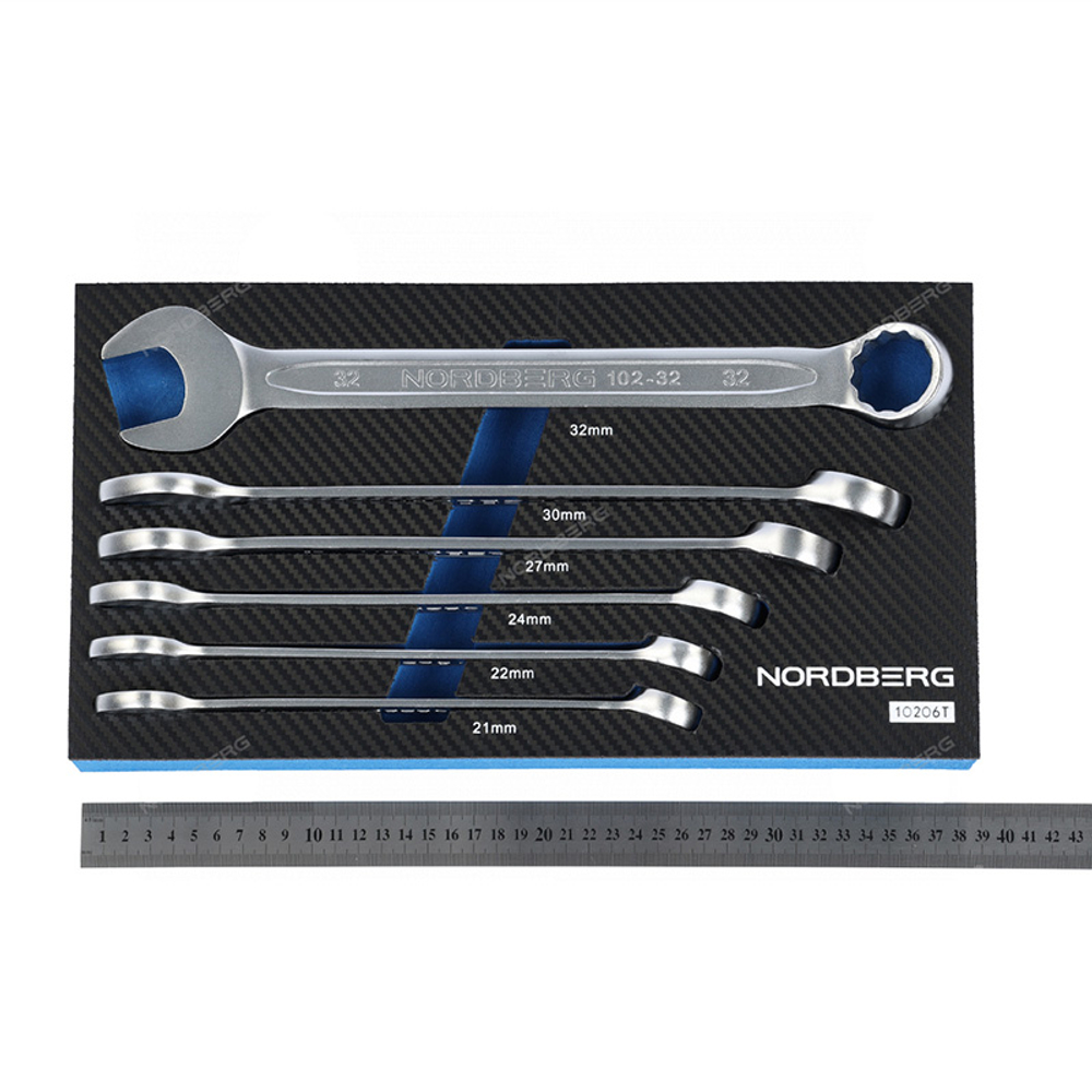 NORDBERG (10206T) Набор ключей комбинированных в ложементе, 6 предметов для тележки