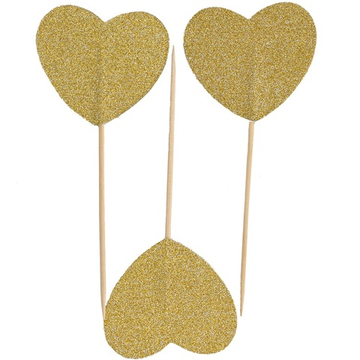 Пики для канапе «Сердце», золото, 12 см, 6 шт