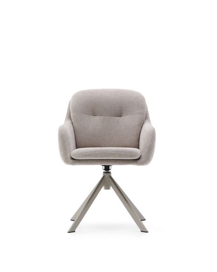 Поворотное кресло Lexa из бежевой синели с бежевыми ножками Испания 