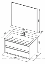 Тумба с раковиной Aquanet Lino 90 белая матовая