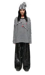 Купить Лонгслив Kraizy Stripes В полоску черно-белый Лонгслив Kraizy Stripes В полоску черно-белый