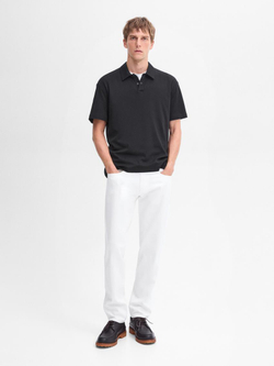 Massimo Dutti Хлопковая футболка-поло с короткими рукавами, черный