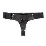 Чёрные лаковые трусики для страпона (Размер: S-M) (Цвет: черный)