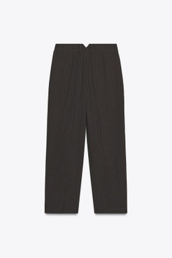 ZARA БРЮКИ CARROT FIT С ЗАЩИПАМИ, СЕРО-КОРИЧНЕВЫЙ