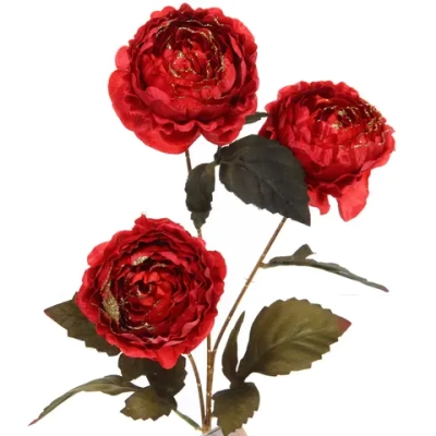 Искусственные цветы «FLOWERS GLAMOUR» 63см Пионы 3 цветка красные