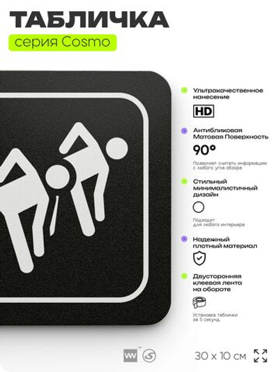 Табличка Зал ЛФК, 30х10 см, для больницы, поликлиники, медучреждения, серия COSMO, Айдентика Технолоджи