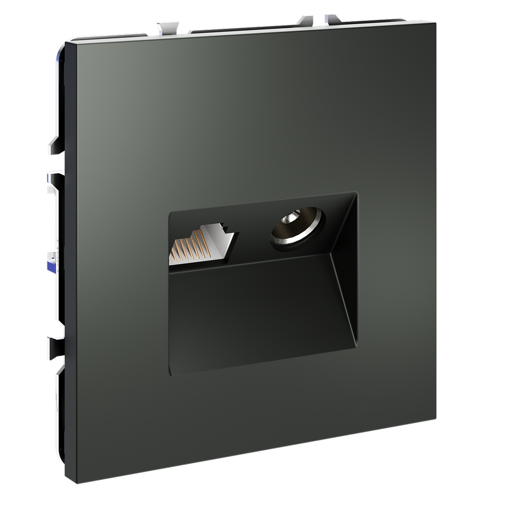 Розетка телевизионная встраиваемая VOLTUM S70 TV+RJ45 кат. 6, (титан)