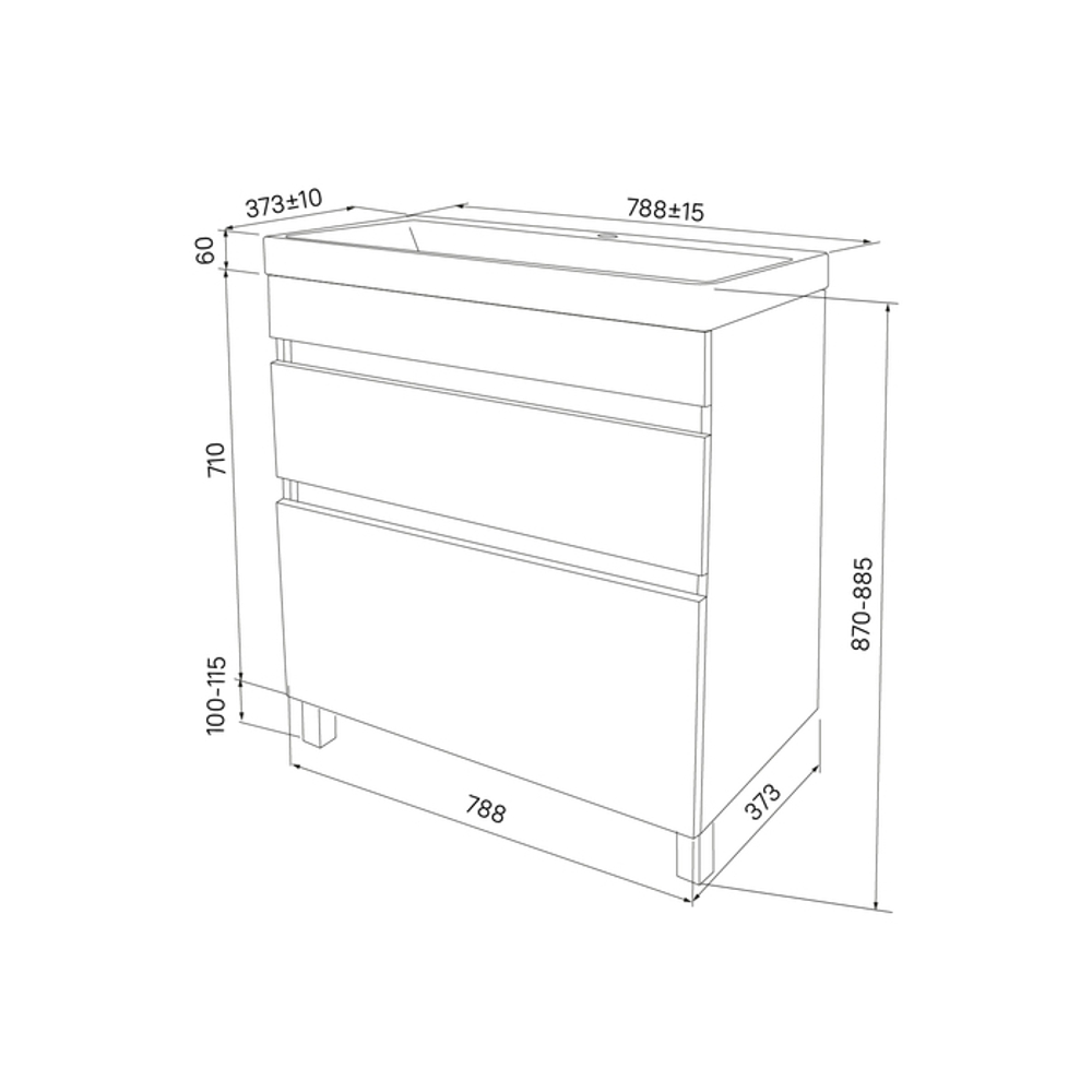 Тумба с умывальником напольная с ящиками IDDIS Zodiac, 80 см, белая/под дерево, ZOD8ABFi95K