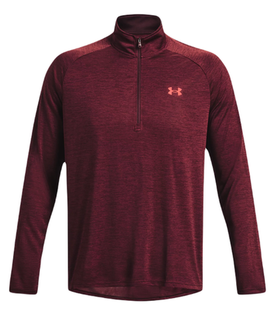 Мужская теннисная футболка теннисная Under Armour UA Tech 2.0 1/2 Zip M - dark maroon/cordova red
