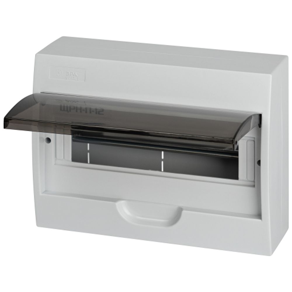 Корпус пластиковый навесной ЭРА SIMPLE ЩРН-П-12 IP41 без шин прозрачная крышка белый