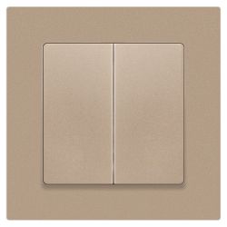 Переключатель Intro Accent 6-107-04 двойной, 10А-250В, IP20, СУ, AL/CU, шампань