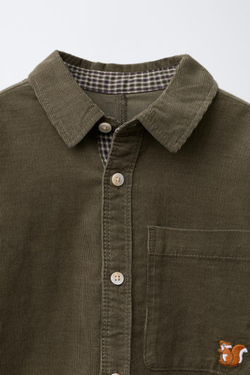 ZARA РУБАШКА ИЗ МИКРОВЕЛЬВЕТА С КАРМАНАМИ, ЗЕЛЕНЫЙ