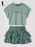 Летний костюм для девочки, юбка и футболка
