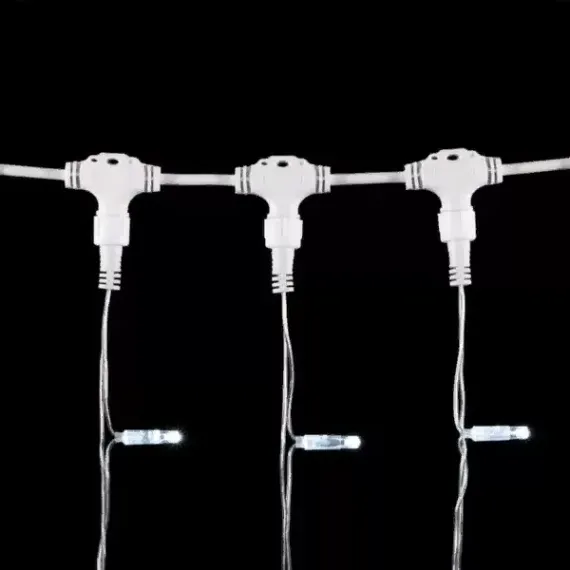 Светодиодный занавес с колпачком 1*6 м., 600 белых LED ламп, прозрачный провод ПВХ, IP65, LTC (PCL601CAP-10-2W)