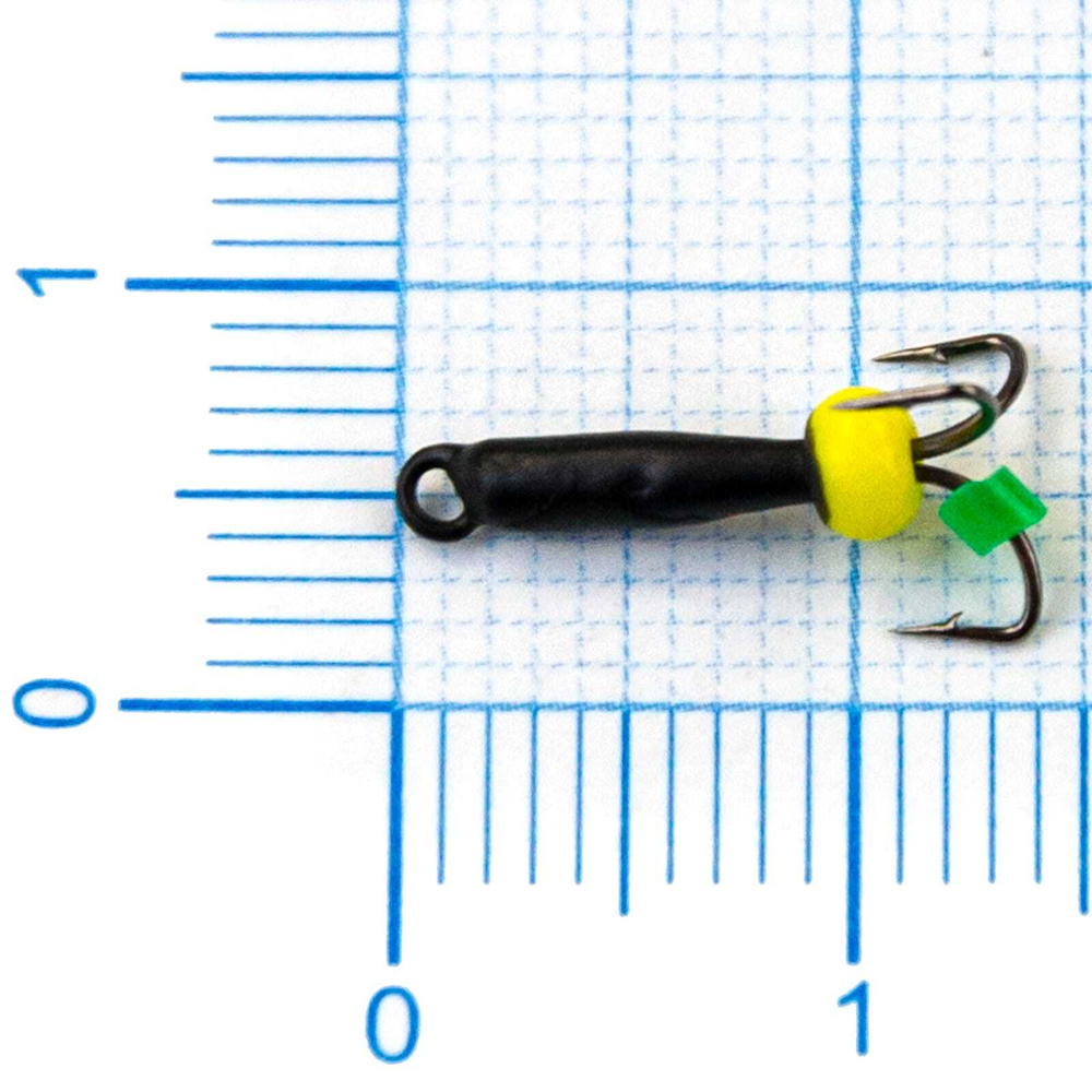 Мормышка Владимирская 527 "Чертик с ушком без коронки желтый бисер", 2мм, 0.35гр (15шт/уп)