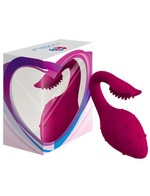 Малиновый вибратор-клубничка с хвостиком - 9,6 см. (Цвет: малиновый)