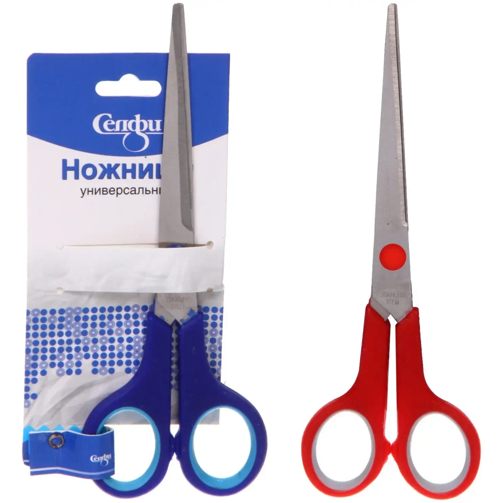 Ножницы универсальные бытовые «VOSTOKDOM», цвет микс красный/голубой, 17.4см (блистер Селфи)