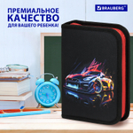 Пенал BRAUBERG 1 отделение полиэстер 21х14 см "Neon drift" (2 штуки в упаковке)
