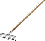 GRINDA PS-12 WOOD, 370 х 105 х 1300 мм, 12 витых зубцов, нержавеющая сталь, деревянный черенок, садовые грабли, PROLine (39481-12)