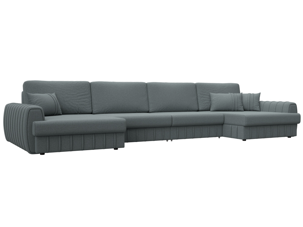 Диван П-образный Лига-057 НПБ Лонг, Амур 07 серый, Рогожка, 129323