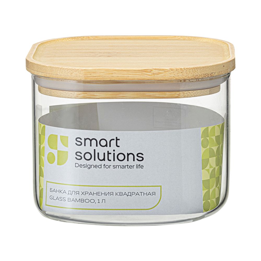 Банка для хранения квадратная Glass Bamboo,1 л