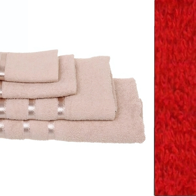 Полотенце махровое 100*150см «LUNA» цвет красный 02050 плотность 360гр/м2 с петелькой-подвесом