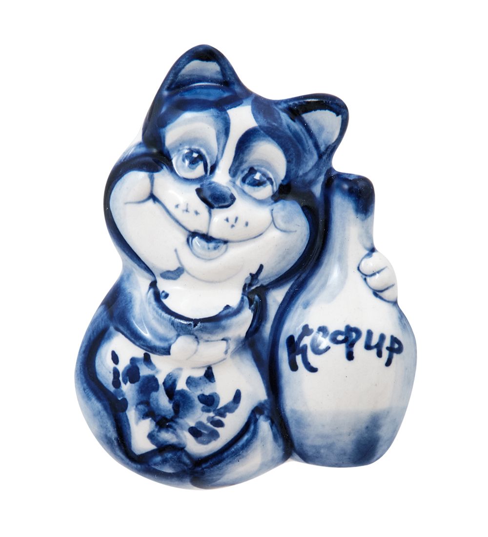 ГЛ- 926 Магнит «Кот-кефир» (Гжельский фарфор)