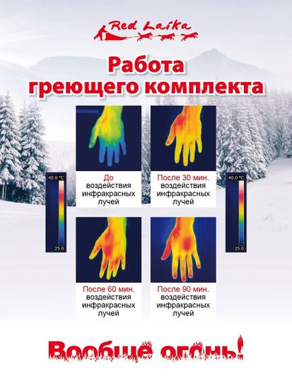 Рукавицы RL-R-02A с подогревом RedLaika на батарейках (AA) синие