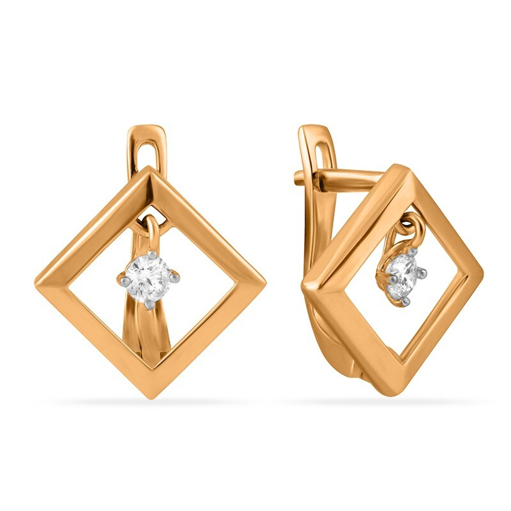 Серьги из золота 585 пробы с Фианит