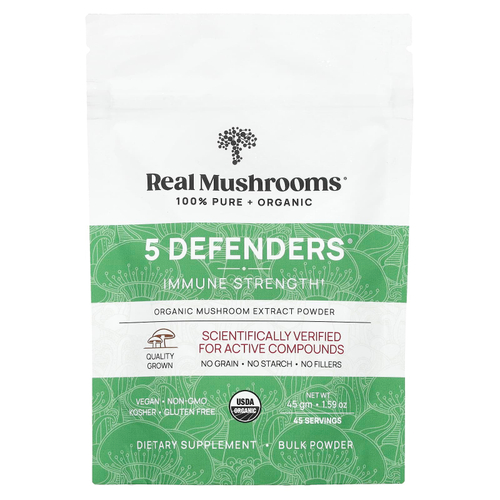 Real Mushrooms, 5 Defenders, порошок экстракта органических грибов, 45 г (1,59 унции)