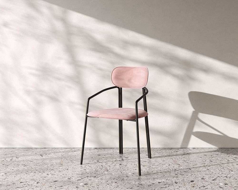 Стул Ror, Round, велюр, черный/розовый