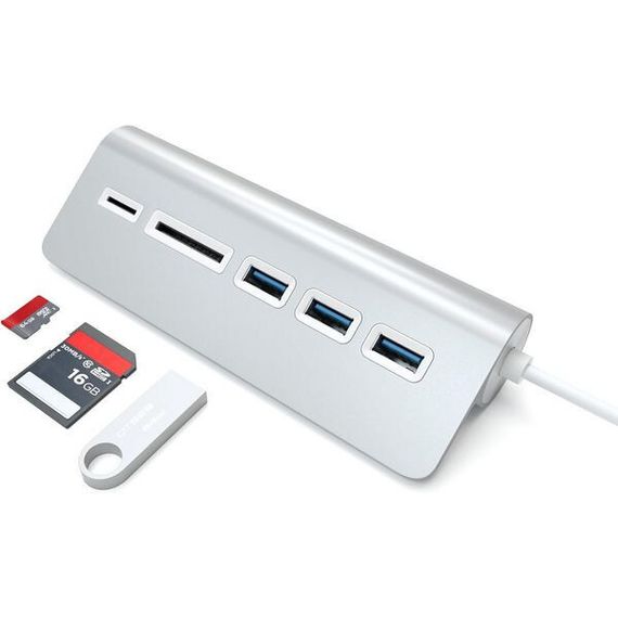 Хаб Satechi Aluminum USB 3.0 Hub &amp; Card Reader (ST-3HCRS) Silver