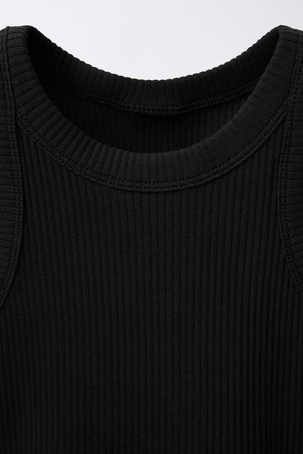 ZARA ТОП В РУБЧИК СО СПИНОЙ-БОРЦОВКОЙ, ЧЕРНЫЙ