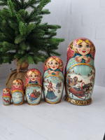 Матрешка 18см "Русская зима" 5 мест