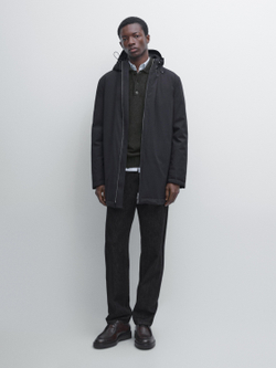 Massimo Dutti Водоотталкивающая стеганая парка, морской темно-синий