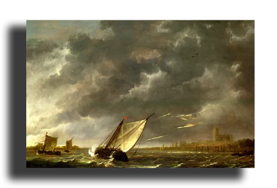 Репродукция " Альберт Кейп - Маас в Дордрехте в шторм"