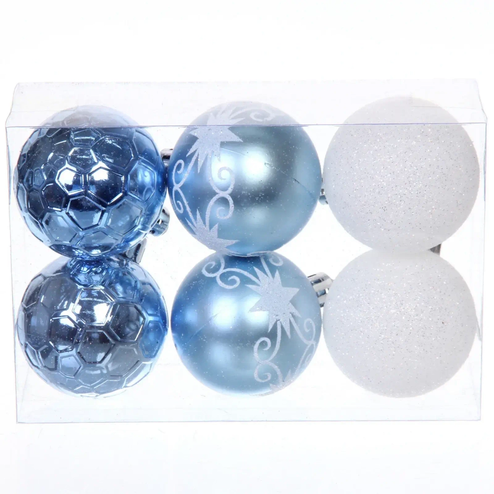 Набор ёлочных украшений «Сказочная зима» 45 предметов, Белый/Голубой