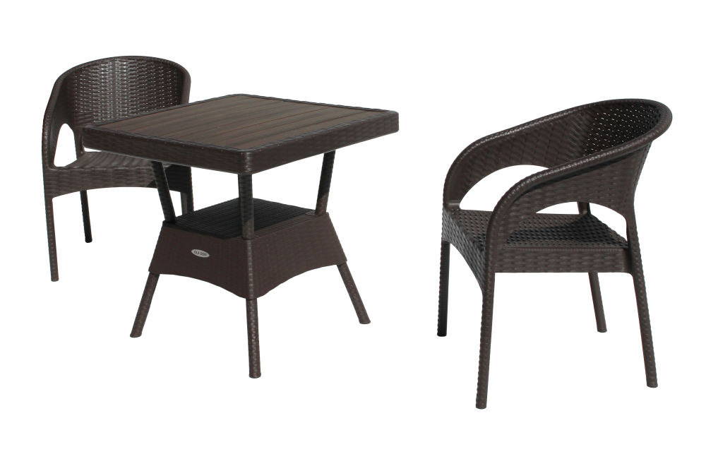 Набор мебели Элластик-Пласт Ola Dom (2стула+стол 76x76см) (коричневый)
