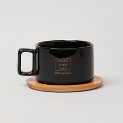 ЧАЙНАЯ ПАРА LEFARD BLACK 300 МЛ С БАМБУКОВЫМ БЛЮДЦЕМ