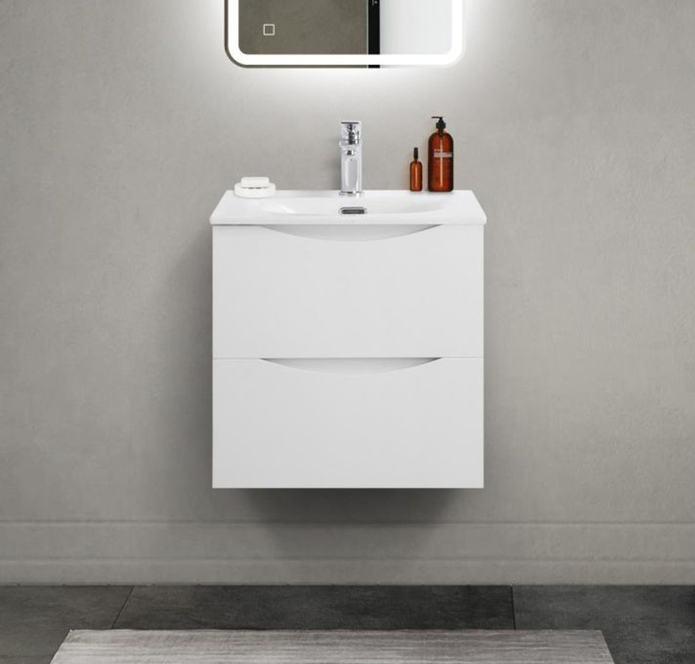 Тумба с раковиной подвесная BelBagno MARINO-CER-MINI-500-2C-SO-BO-P Bianco Opaco, раковина белая BB-8099-3-50