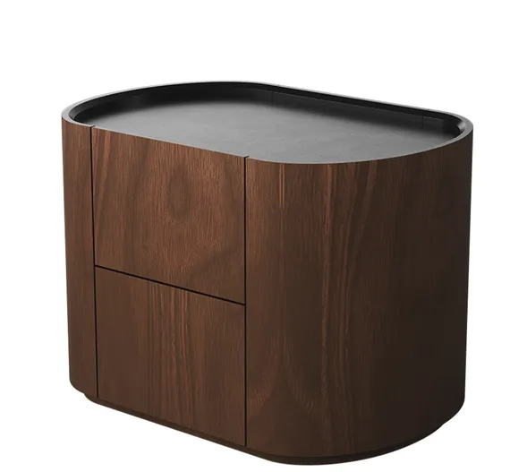 Тумба прикроватная Lagom 2 ящика ширина 60 см (орех, черный)