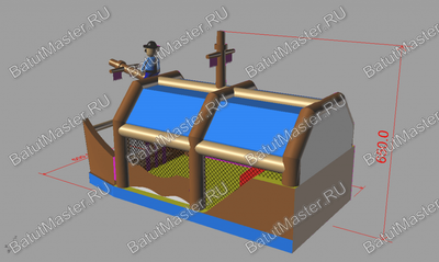 Большой батут-горка "Пиратский корабль 2" с пушками