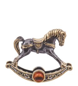 AM-4245 Фигурка «Лошадка Качалка» мал. (латунь, янтарь)