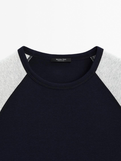 Massimo Dutti Хлопковый топ в рубчик без рукавов, темно-синий