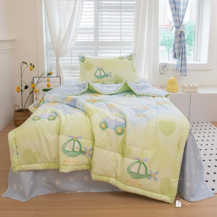 Комплект постельного белья на резинке с одеялом Детское 100% хлопок «Весёлые машинки»