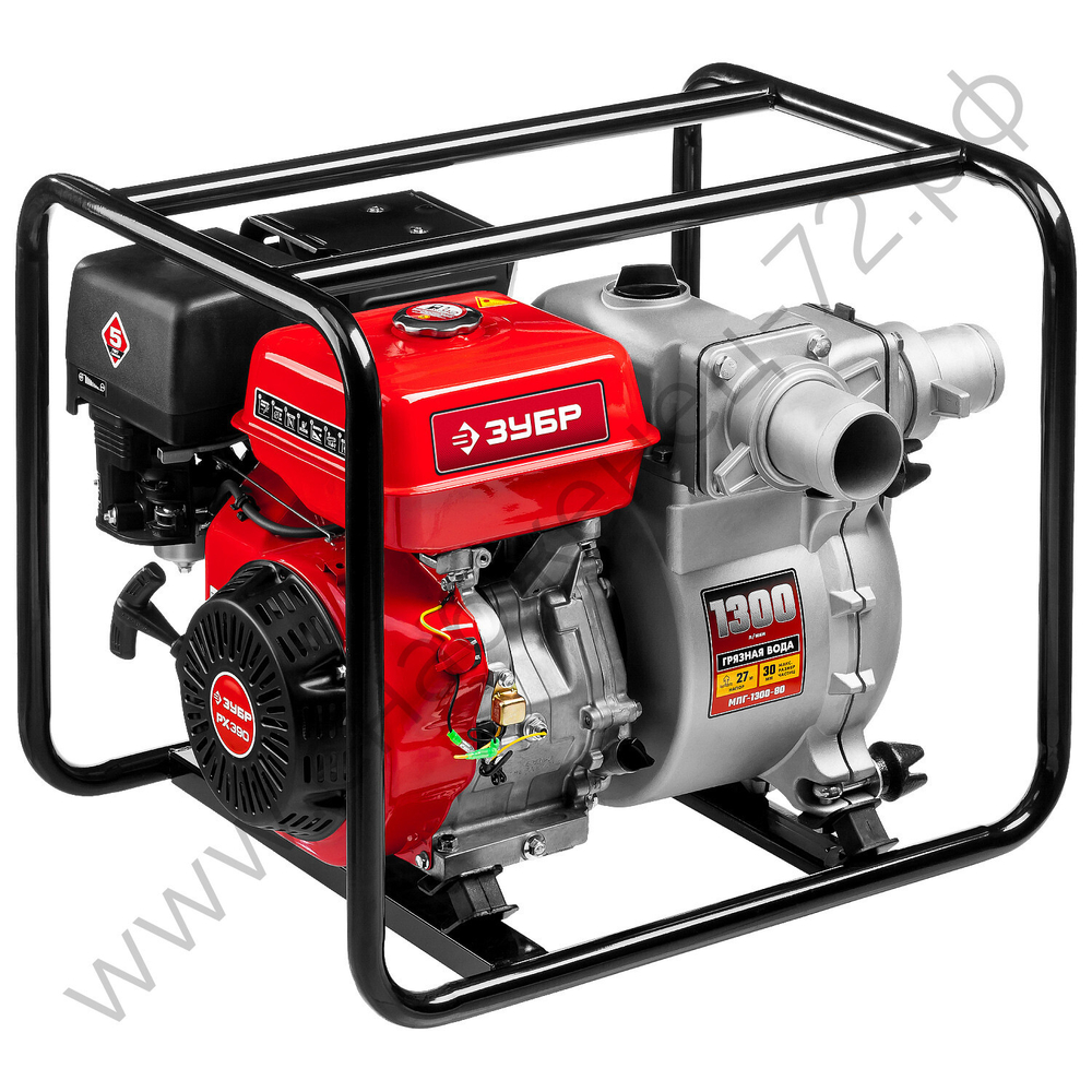 ЗУБР 1300 л/мин, мотопомпа бензиновая для грязной воды (МПГ-1300-80)