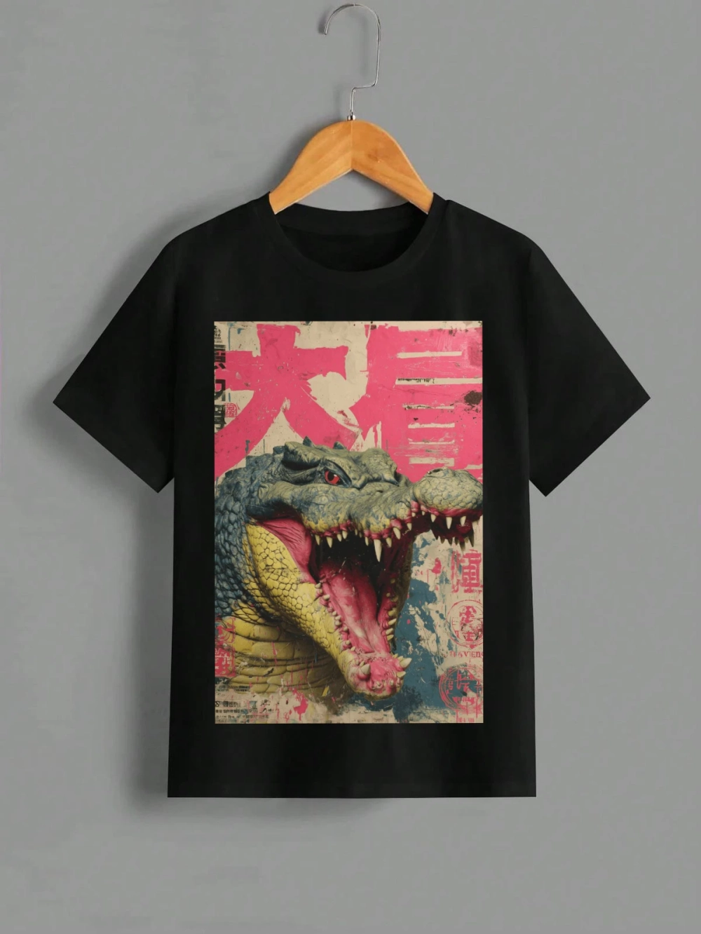 Футболка с принтом "Крокодил" черная ДТФ